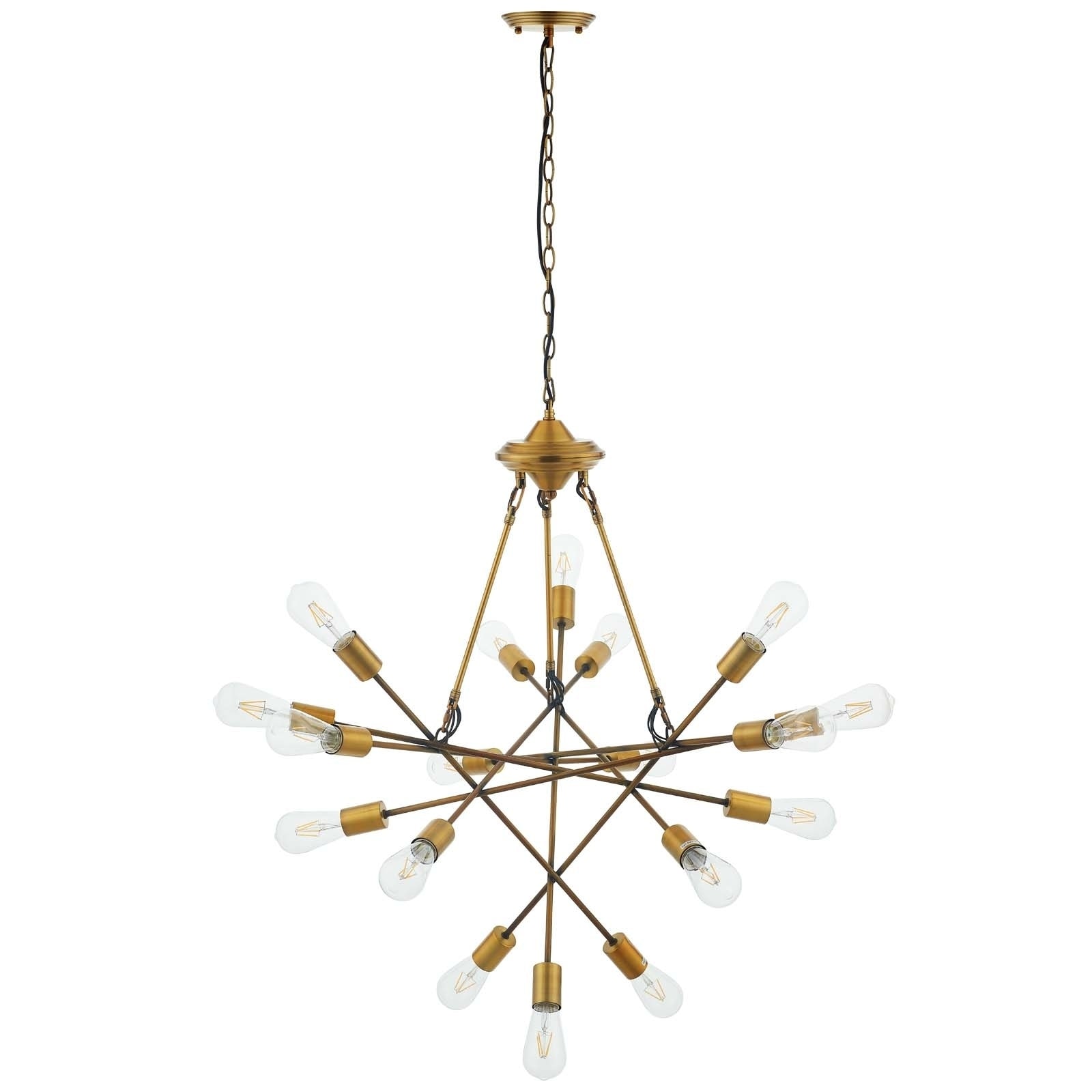 Request Antique Brass 18 Light Mid-Century Pendant Chandelier - Chandeliers For Bedrooms by Overstock.com