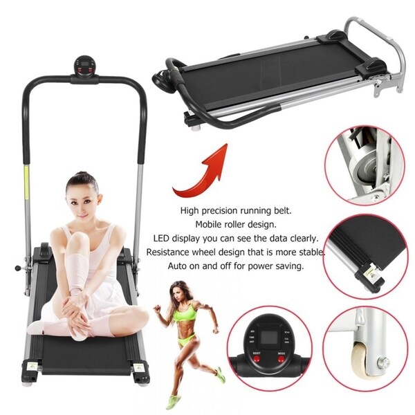 Folding Free Assembly Health Fitness LED Display Treadmill Bed