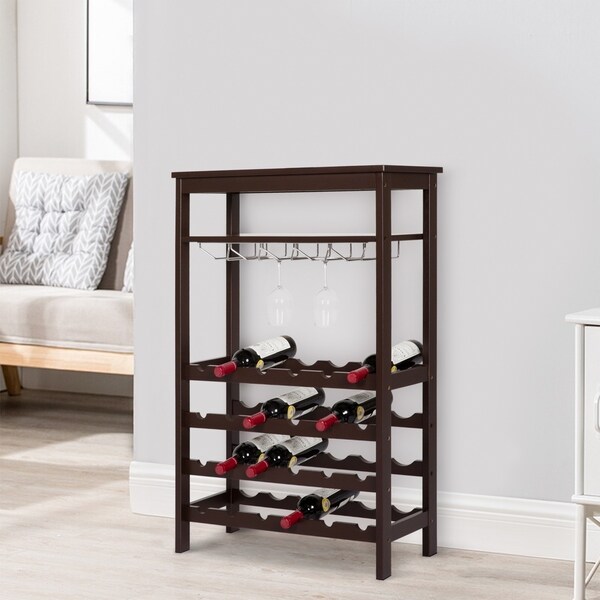 free standing wine rack with glass holder