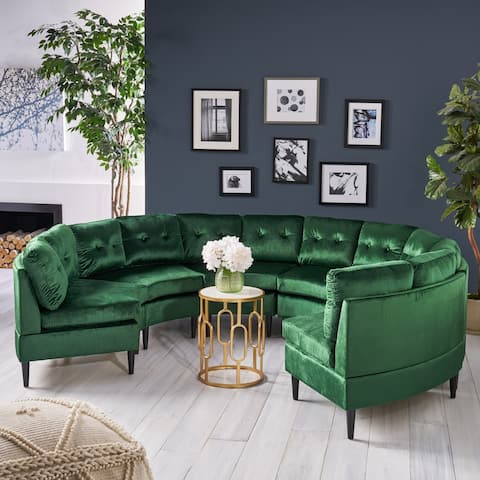 Jazmine Glam 6 Seater Modular Velvet Sectional Sofa by Christopher Knight Home