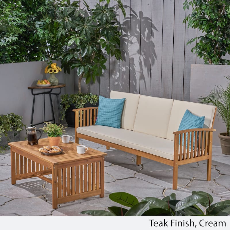 Carolina Outdoor Acacia Sofa and Coffee Table Set by Christopher Knight Home
