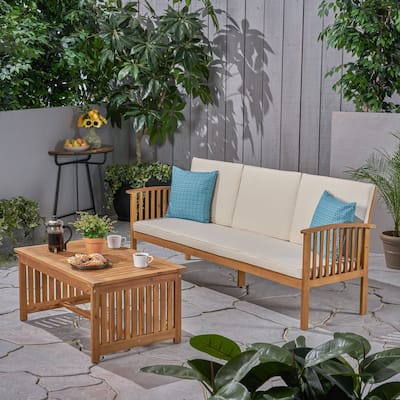 Carolina Outdoor Acacia Sofa and Coffee Table Set by Christopher Knight Home