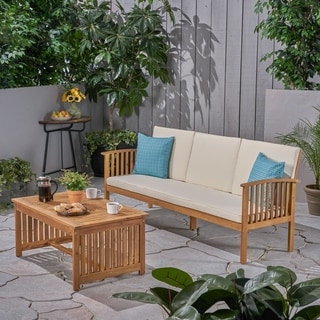 Carolina Outdoor Acacia Sofa and Coffee Table Set by Christopher Knight Home