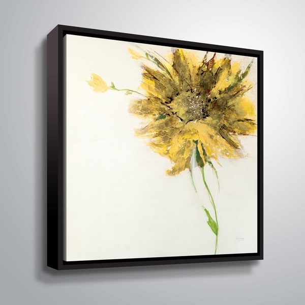 ArtWall Jan Griggs 'Yellow Daisy on White' Gallery Wrapped Floater-framed Canvas - Yellow. Opens flyout.