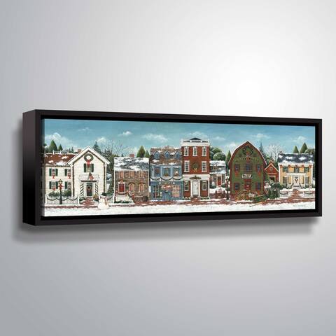 ArtWall David Carter Brown 'Christmas Village Crop' Gallery Wrapped Floater-framed Canvas - Blue