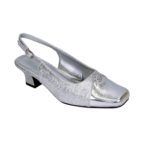 FLORAL Jolie Women Extra Wide Width Elegant Slingback Dress Heel Shoes ...