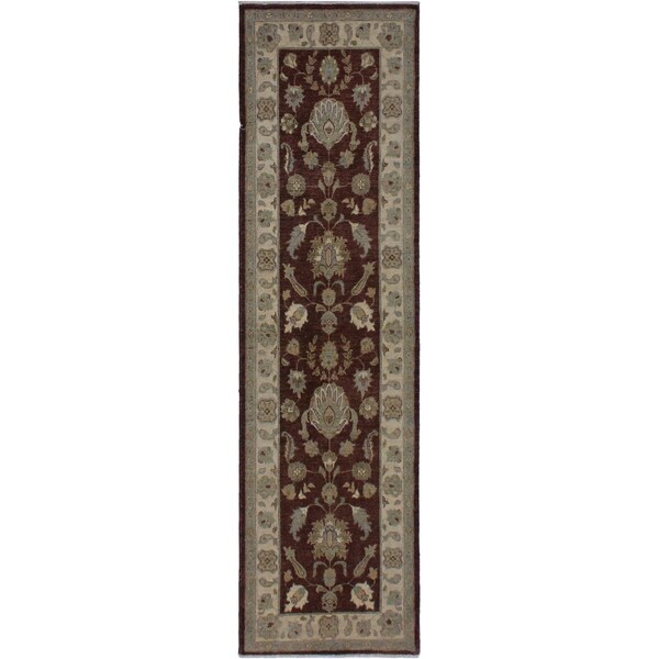 Ziegler Peshawar Mikaela Brown/Ivory Hand-knotted Wool Rug - 2'8 x 8'7 - 2'8" x 8'7"