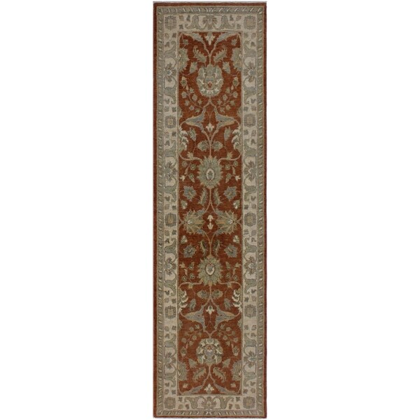 Ziegler Peshawar Mai Rust/Ivory Hand-knotted Wool Rug - 2'8 x 8'10 - 2'8" x 8'10"