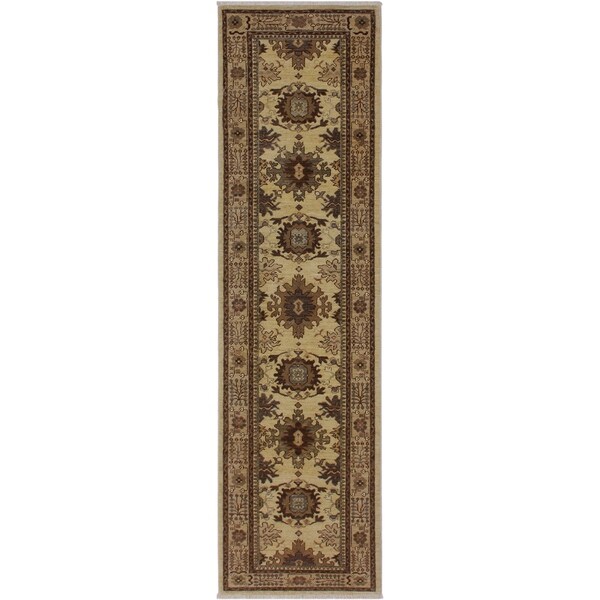 Ziegler Peshawar Gerald Lt. Gold/Tan Hand-knotted Wool Rug - 2'6 x 9'5 - 2'6" x 9'5"