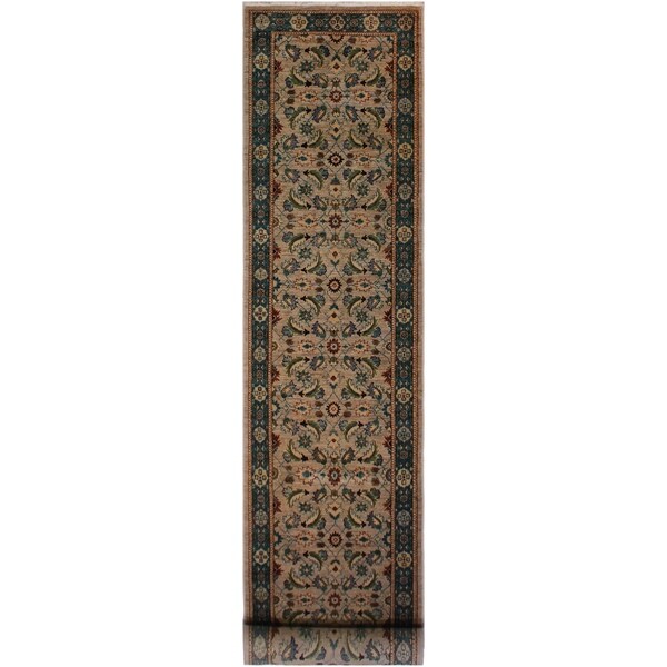Ziegler Peshawar Wilda Lt. Gray/Green Hand-knotted Wool Rug - 2'11 x 14'9 - 2'11" x 14'9"