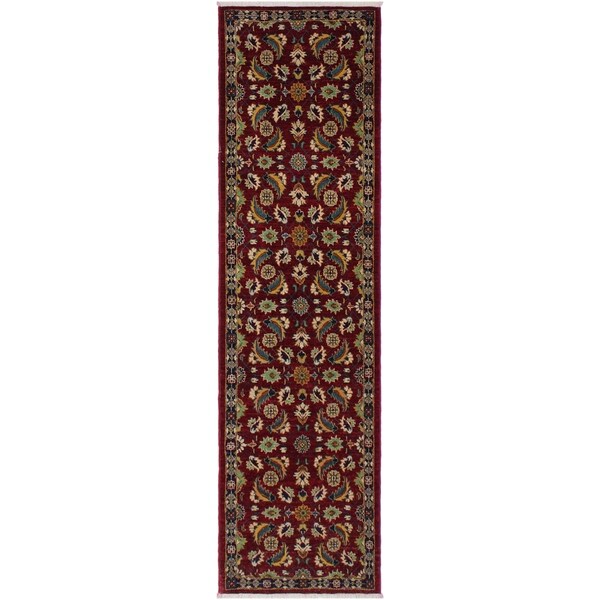 Ziegler Peshawar Ewa Red/Blue Hand-knotted Wool Rug - 2'7 x 9'7 - 2'7" x 9'7"