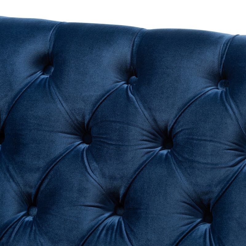 Contemporary Navy Velvet Fabric Upholstered Lounge Chair