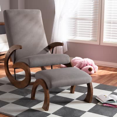 Contemporary 2-Piece Rocking Chair and Ottoman Set
