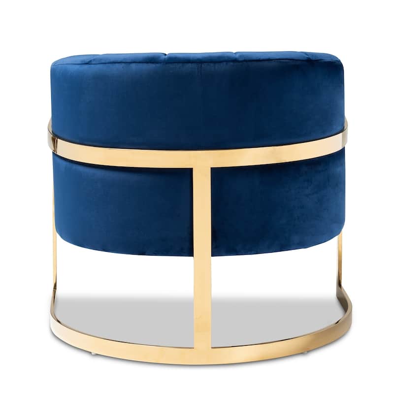 Glam Royal Blue Velvet Fabric Upholstered Lounge Chair
