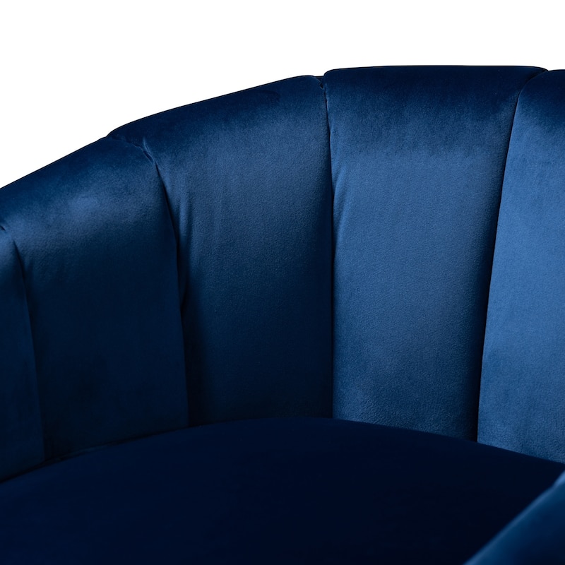 Glam Royal Blue Velvet Fabric Upholstered Lounge Chair