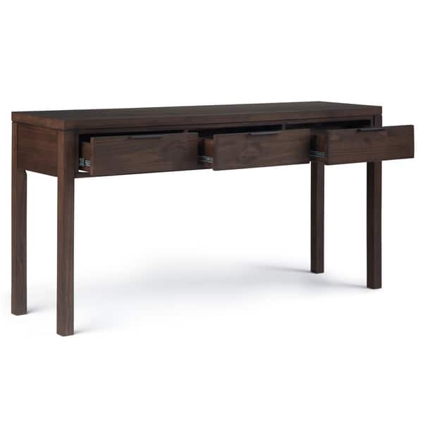Wyndenhall Fabian Solid Wood 60 Inch Wide Contemporary Modern Wide Console Table In Warm Walnut Brown 60 W X 16 D X 30 H Overstock 26410079
