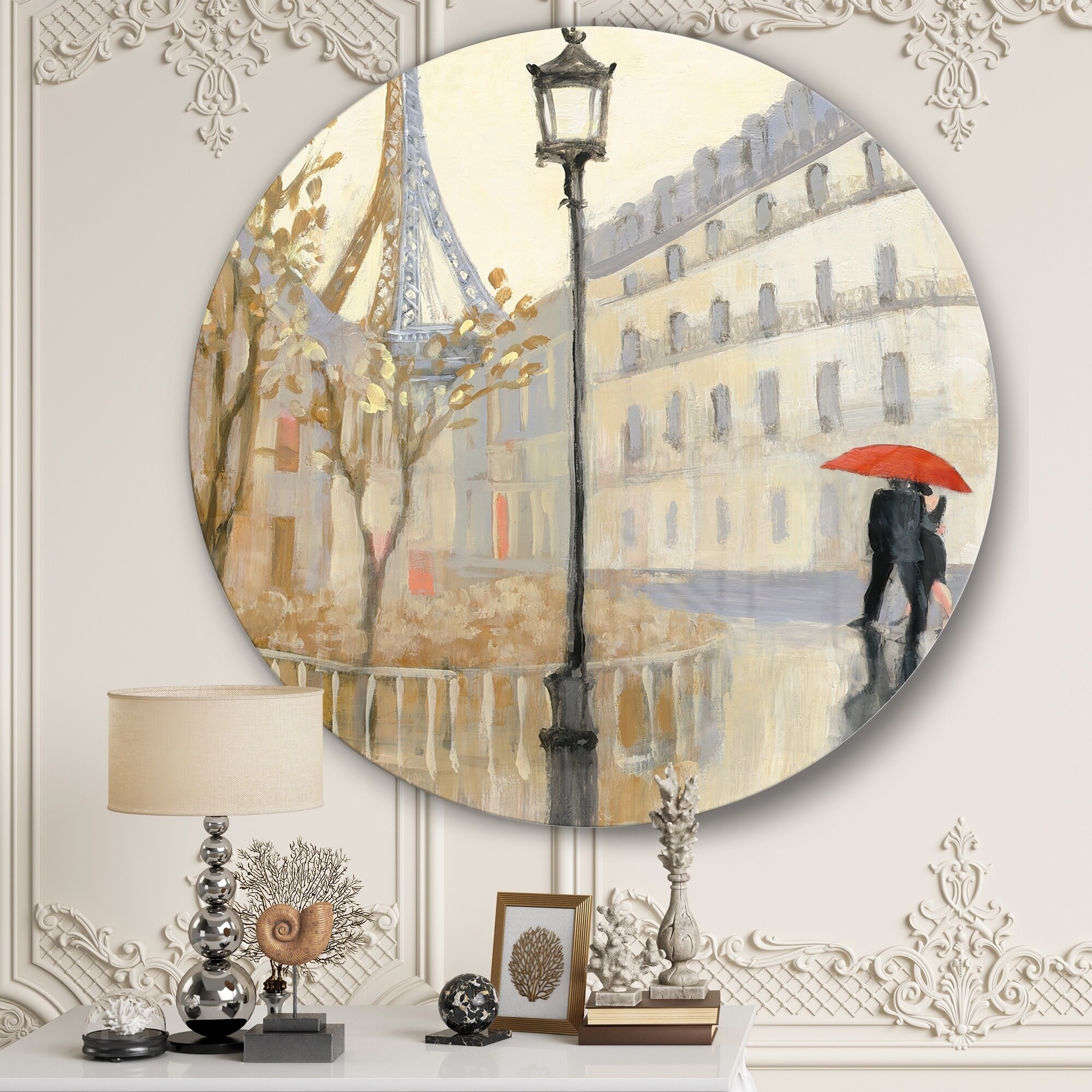 Shop Designart Love In Paris V French Country Metal Circle Wall Art Overstock 26410249