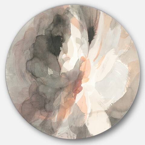 Designart 'Abstract Peony Grey' Shabby Chic Metal Circle Wall Art