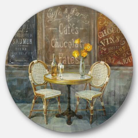 Designart 'French Cafe' French Country Metal Circle Wall Art