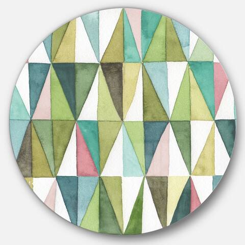 Designart 'Mixed Green Geometric Pattern II' Geometric Metal Circle Wall Art