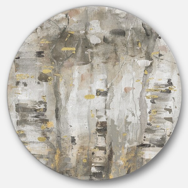 Designart 'The Modern Grey Forest II' Glam Metal Circle Wall Art