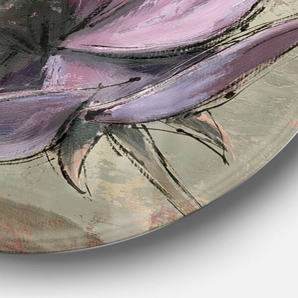 Designart Plum Pink Cottage Flowers Farmhouse Metal Circle Wall Art Overstock 26411133