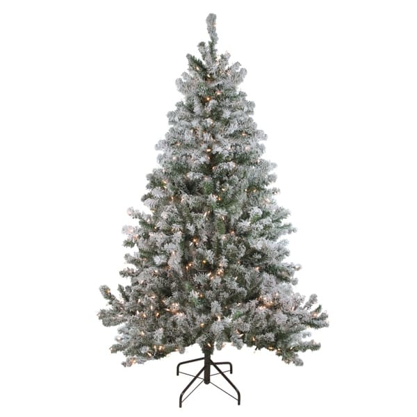 6' Pre-lit Medium Flocked Balsam Pine Artificial Christmas Tree - Clear 