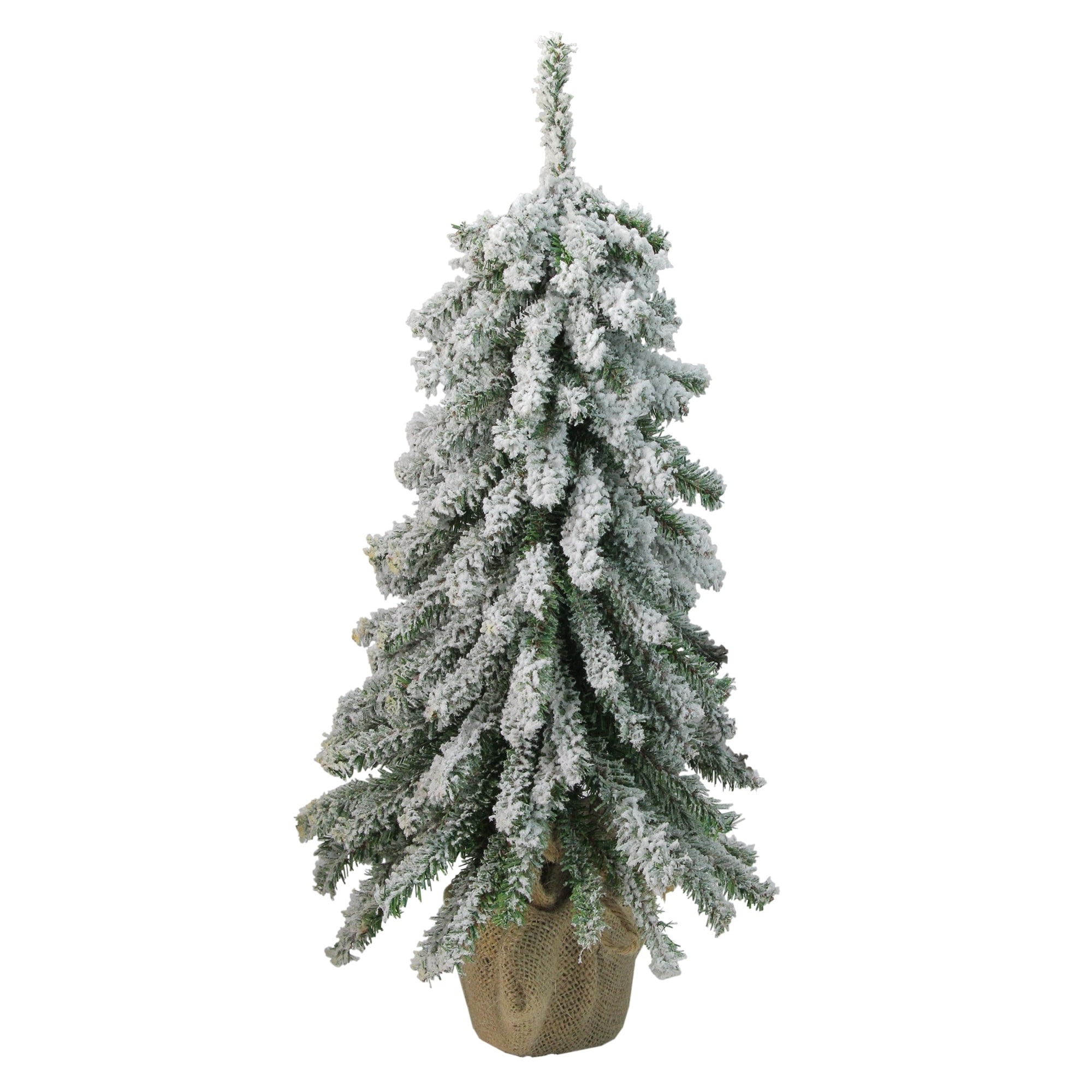 18 Flocked Downswept Mini Village Pine Artificial Christmas Tree in Burlap  Base - Unlit - Bed Bath & Beyond - 26411351