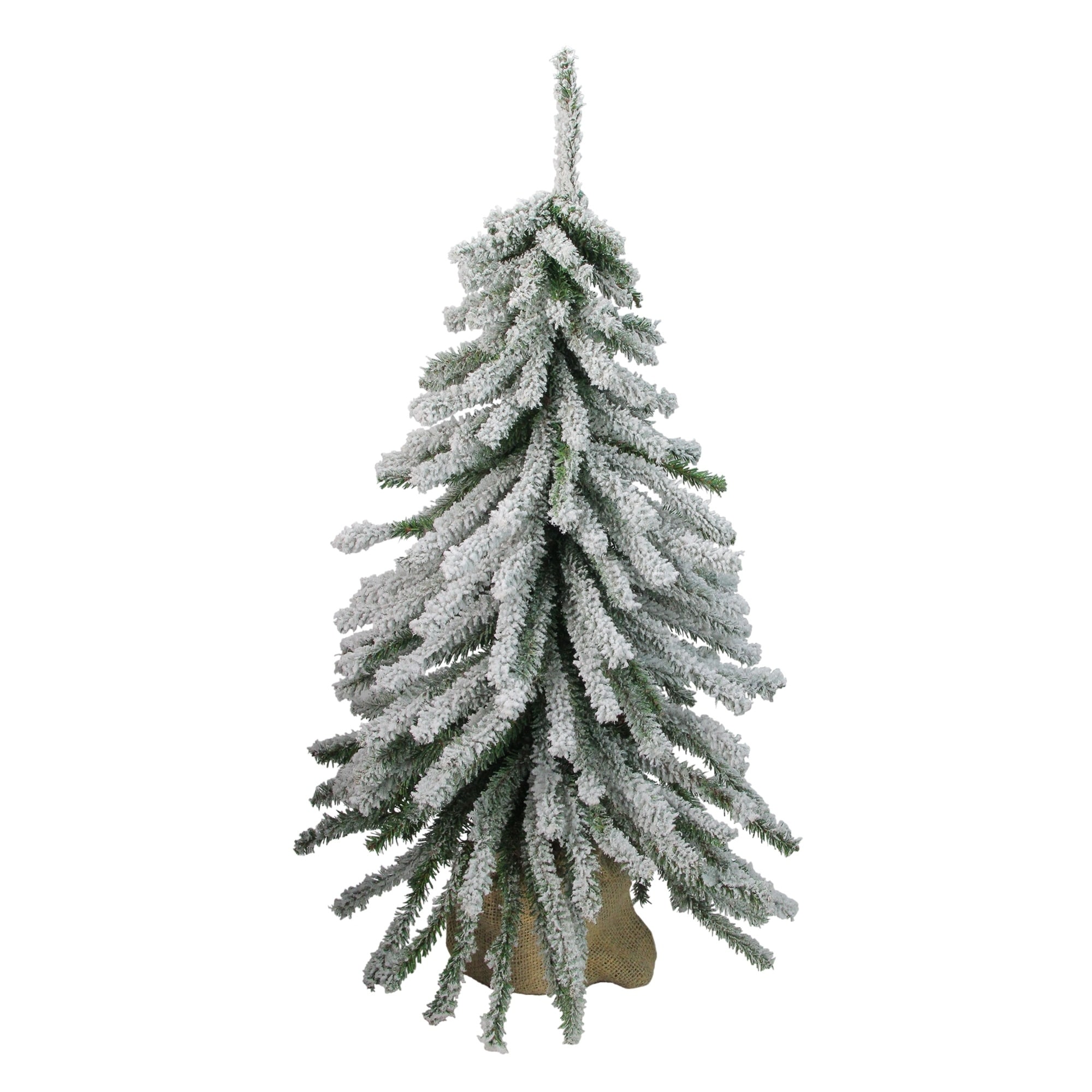 2 Flocked Downswept Mini Village Pine Artificial Christmas Tree In Burlap Base Unlit 2 Flocked Downswept Mini Village Pine Artificial Christmas Tree In Burlap Base Unlit