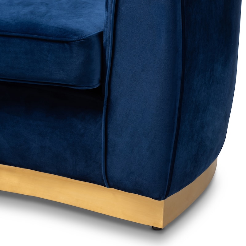 Glam Royal Blue Velvet Fabric Upholstered Sofa
