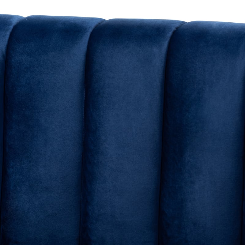 Glam Royal Blue Velvet Fabric Upholstered Sofa