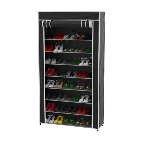 Shop Tiered Shoe Rack With Dust Cover Free Standing Vertical Shoe