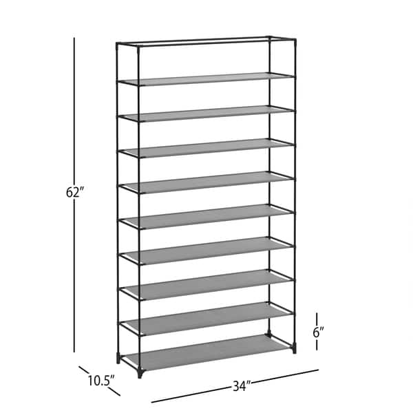 Shop Tiered Shoe Rack With Dust Cover Free Standing Vertical Shoe Organizer Non Woven Fabric Cover And Metal Frame By Lavish Home Overstock 26411982