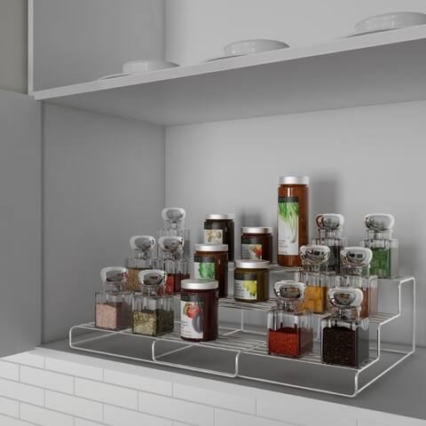 Spice Rack-Adjustable, Expandable 3 Tier Organizer for Counter, Cabinet, Pantry-Storage Shelves by Lavish Home