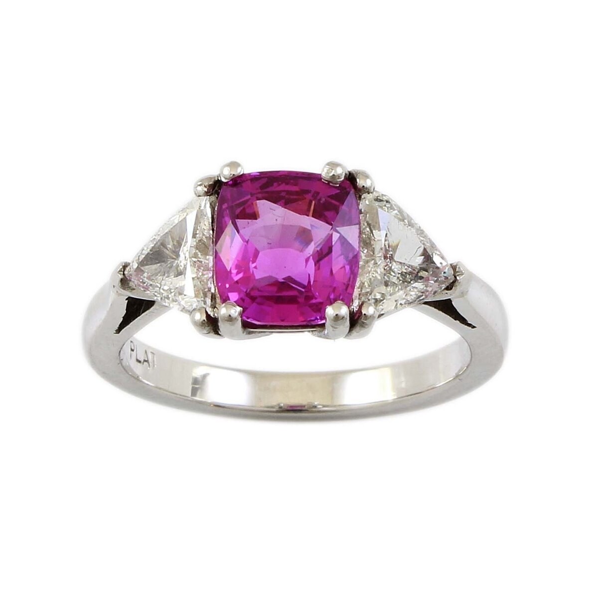 Platinum 2.35CT Radiant Pink Sapphire Vintage Engagement Ring Size , 6