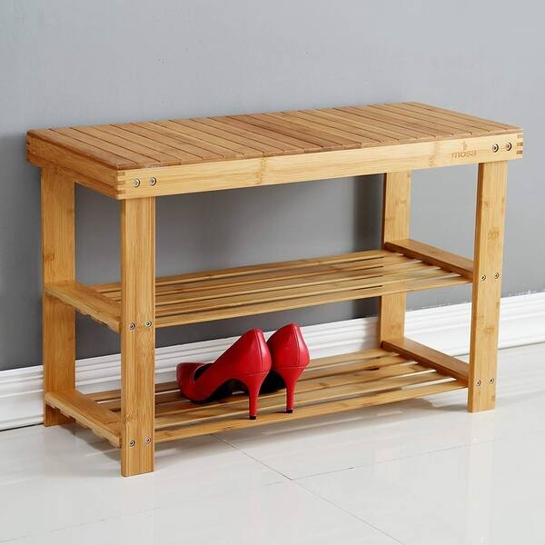 Shop Mosa Natural Bamboo Entryway Hallway Wood Bench Wooden Shoe