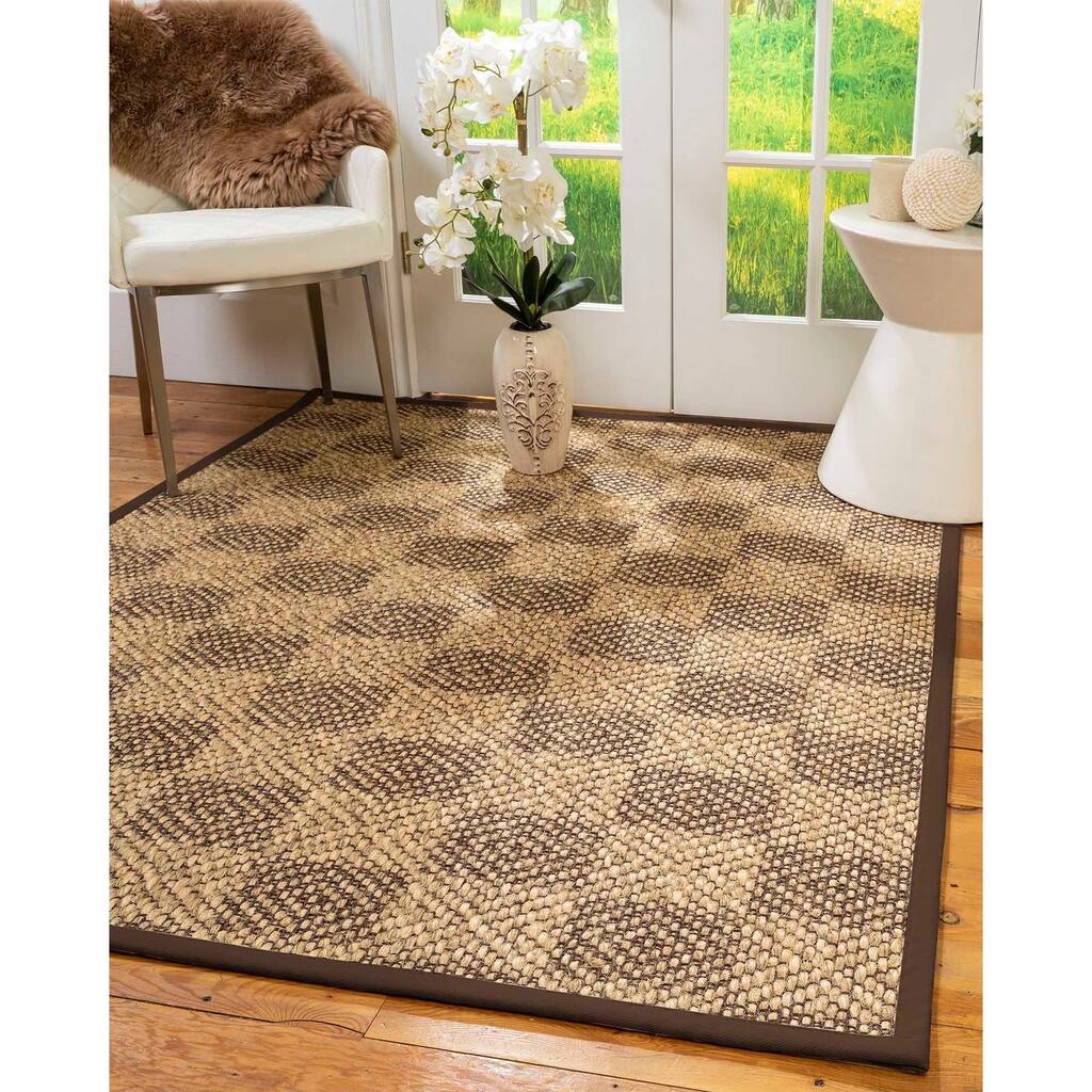Natural Area Rugs 100%, Natural Fiber Handmade Parson, Brown/Multi Sisal Rug, Fudge Border - 2'6" x 14'