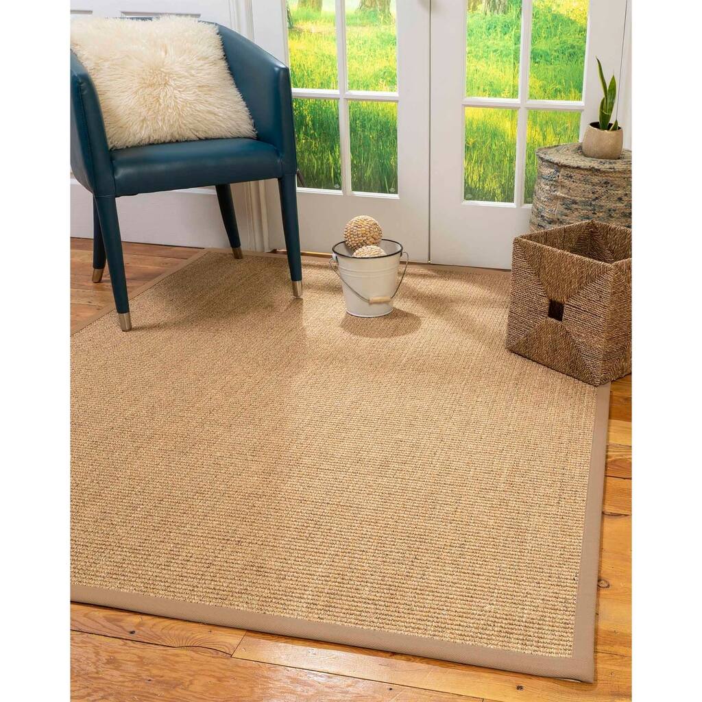 Natural Area Rugs 100%, Natural Fiber Handmade Studio, Gold/Multi Sisal Rug, Wheat Border - 9' x 12'