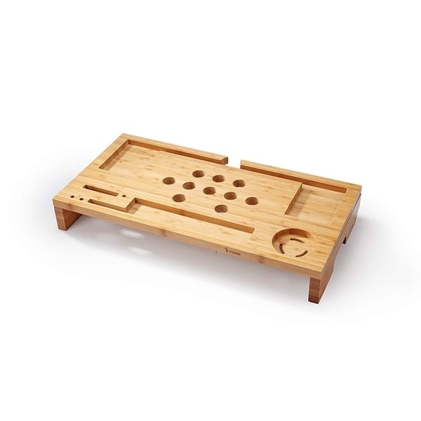 Shop Mosa Natural Bamboo Monitor Stand With 2 Drawers Storage