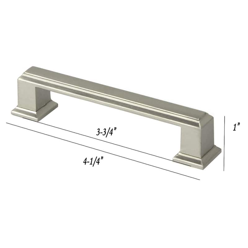 Contemporary 4.25-inch Roma Stainless Steel Brushed Nickel Finish Square Cabinet Bar Pull Handle (Case of 5)