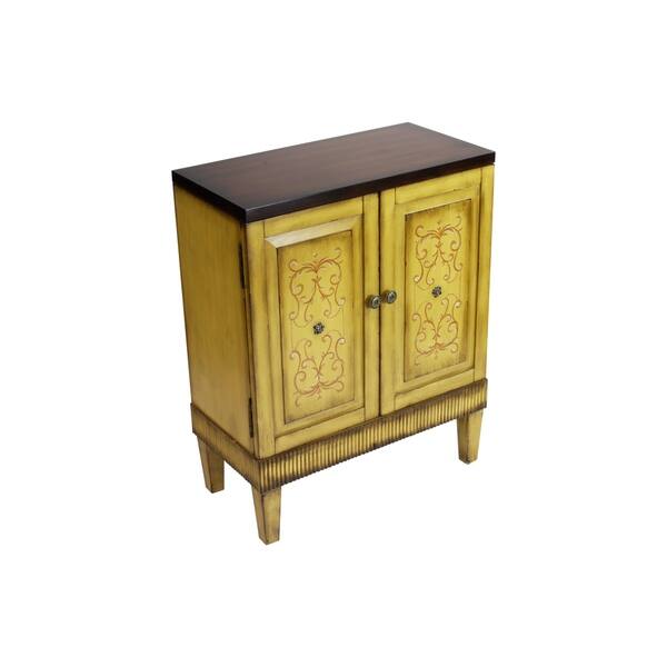 Callie Hand Painted Natural Wooden Accent Cabinet Overstock 26418551