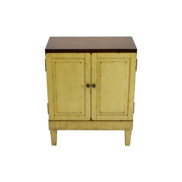 Shop Callie Hand Painted Distressed Ivory Wooden Accent Cabinet