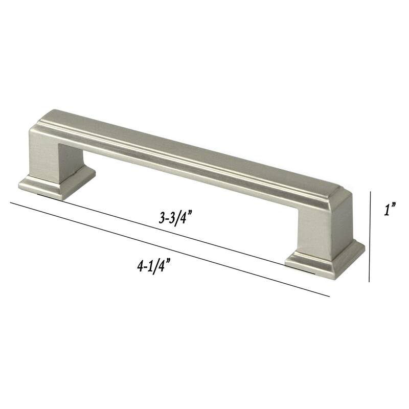 Contemporary 4.25-inch Roma Stainless Steel Brushed Nickel Finish Square Cabinet Bar Pull Handle (Case of 10)