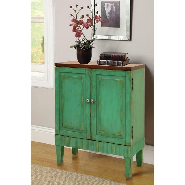 Shop Callie Hand Painted Distressed Green Wooden Accent Cabinet