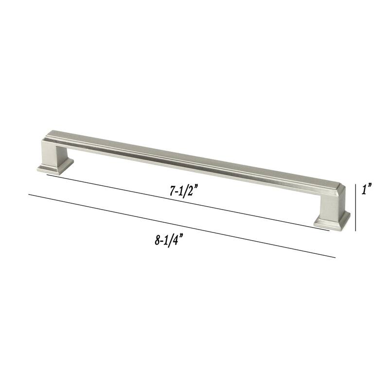 Contemporary 8.25-inch Roma Stainless Steel Brushed Nickel Finish Square Cabinet Bar Pull Handle (Case of 10)