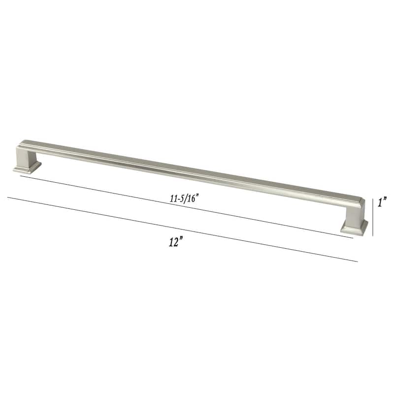 Contemporary 12-inch Roma Stainless Steel Brushed Nickel Finish Square Cabinet Bar Pull Handle (Case of 5)