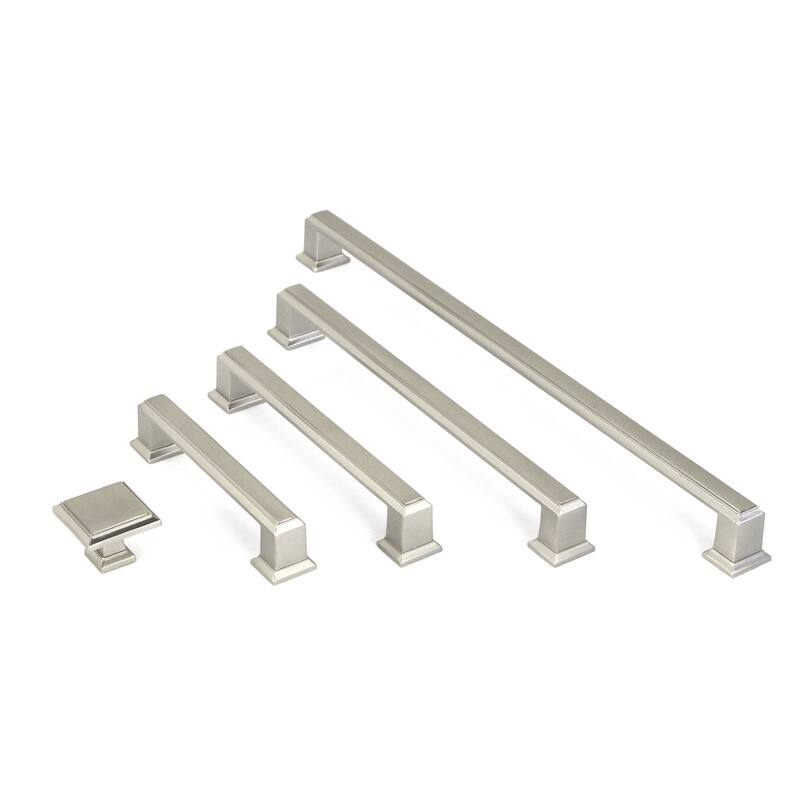 Contemporary 12-inch Roma Stainless Steel Brushed Nickel Finish Square Cabinet Bar Pull Handle (Case of 5)