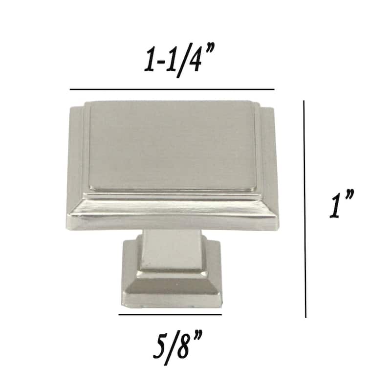 Contemporary 1-1/4-inch Roma Stainless Steel Brushed Nickel Finish Square Cabinet Bar Pull Knob (Case of 4)