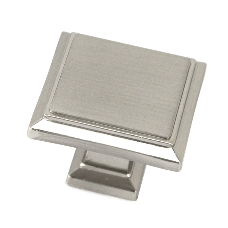 Contemporary 1-1/4-inch Roma Stainless Steel Brushed Nickel Finish Square Cabinet Bar Pull Knob (Case of 4)