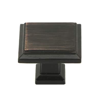 Contemporary 1-1/4-inch Roma Stainless Steel Oil Rubbed Bronze Finish Square Cabinet Bar Pull Knob (Case of 4)